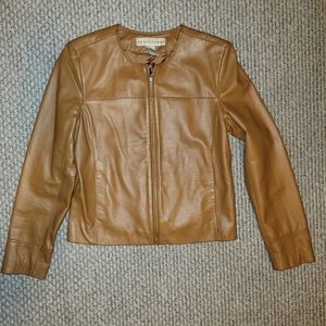 Womens Apostrophe vintage 90s genuine leather jacket tan size 6/small new w/o tg
